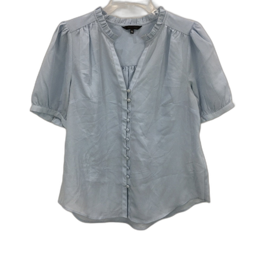 Portmans Kelsie Short Sleeve Skyway Blue V Neck Top Ladies Size AU 10 NEW