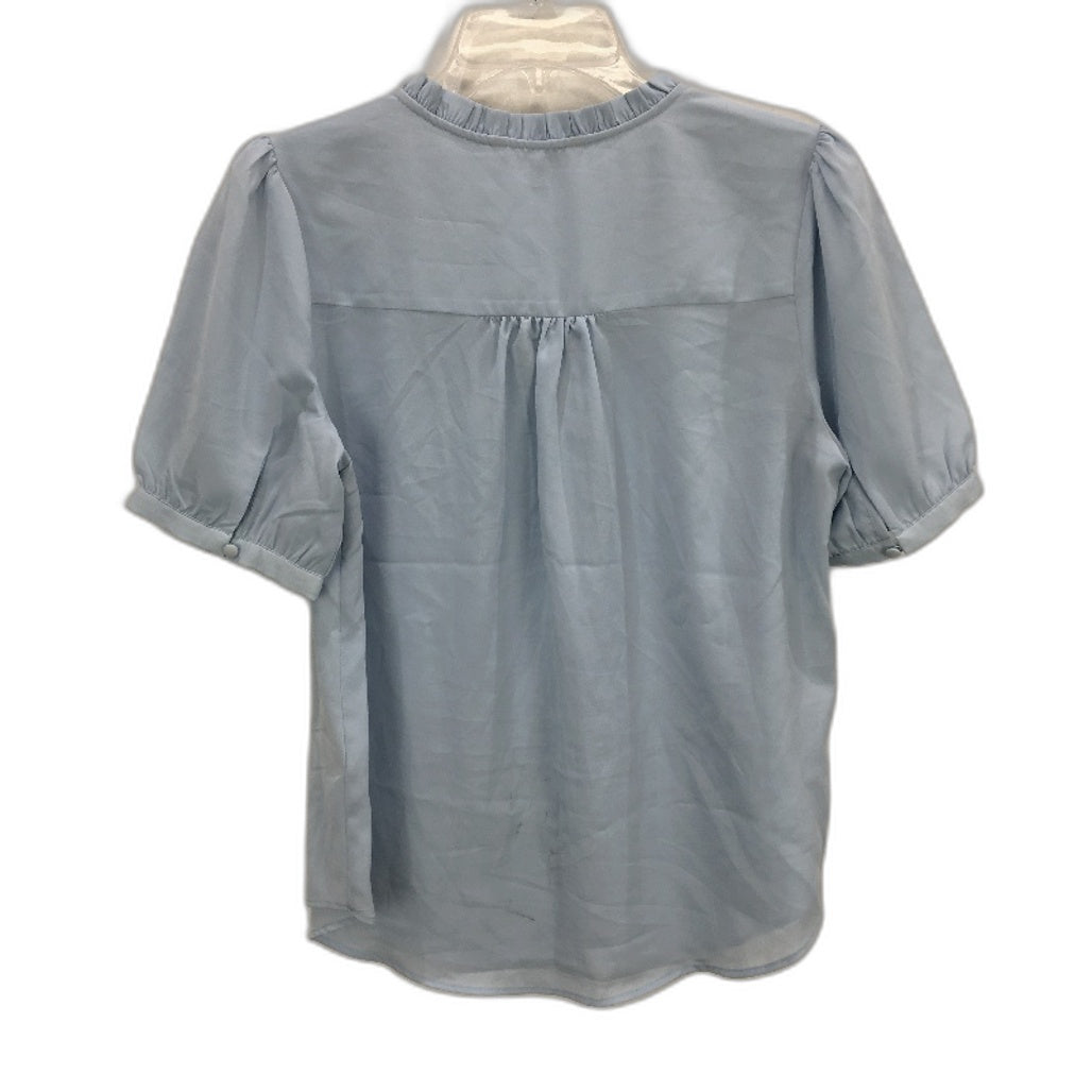 Portmans Kelsie Short Sleeve Skyway Blue V Neck Top Ladies Size AU 10 NEW