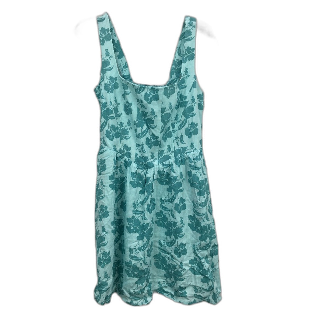 Dotti Bella Skater Teal Mono Floral Shirred Back Mini Dress Ladies Sz AU 12 NEW