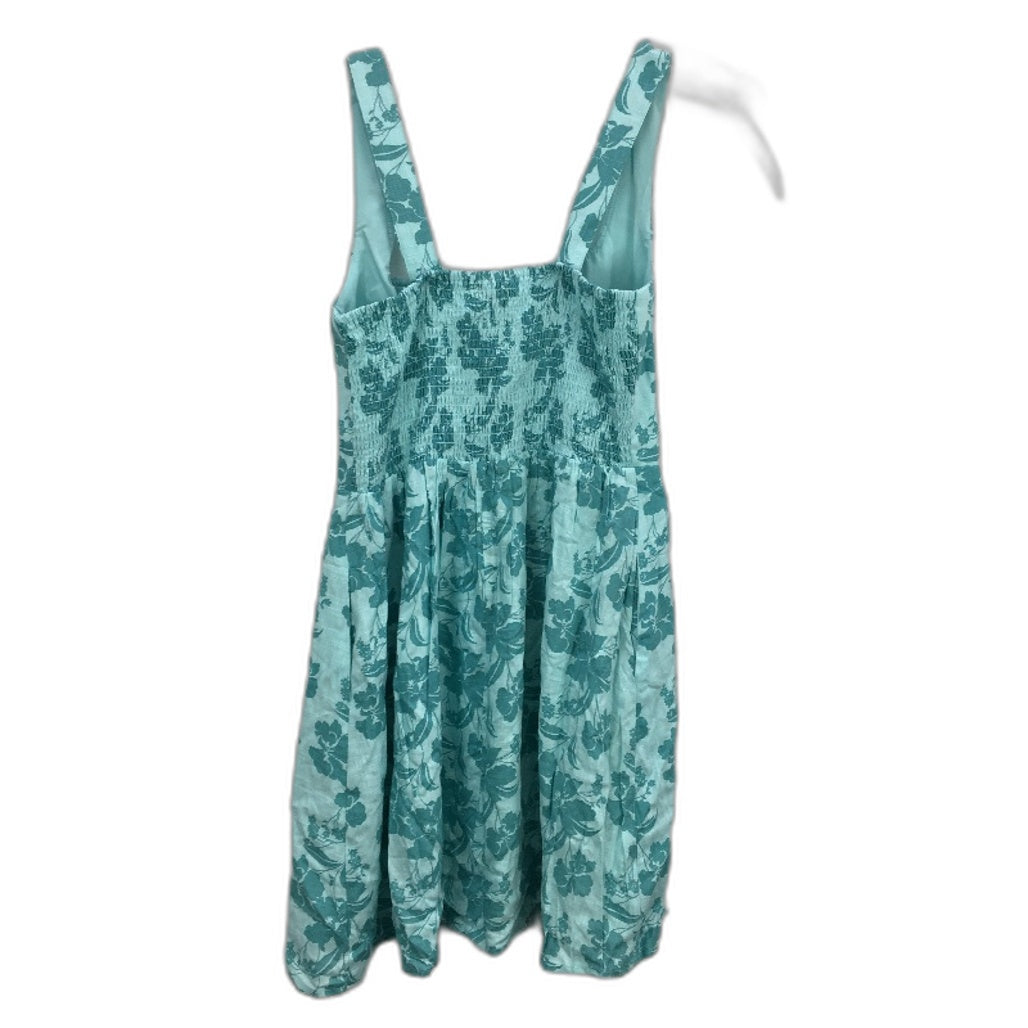 Dotti Bella Skater Teal Mono Floral Shirred Back Mini Dress Ladies Sz AU 12 NEW