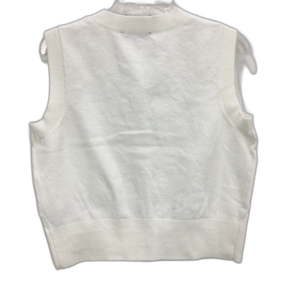 Portmans Shari Fluffy Button Up Cloud Dancer White Vest Ladies Size Medium NEW