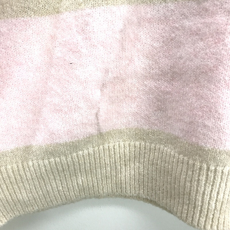 Dotti Avery Crew Neck Fluffy Knit Pink Cream Stripe Sweater Ladies Sz Medium NEW