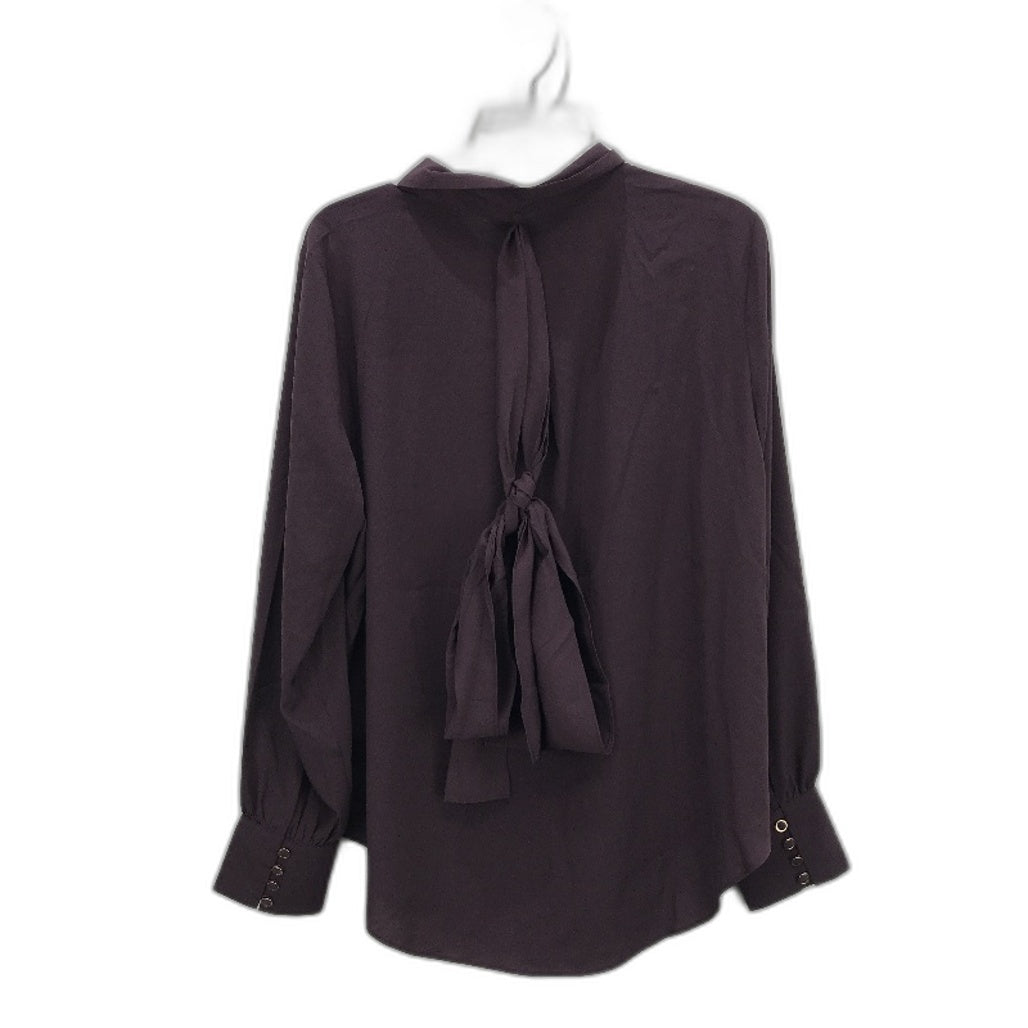 Portmans Tayla Tie Neck Aubergine Purple Longsleeve Shirt Ladies Size AU 14 NEW