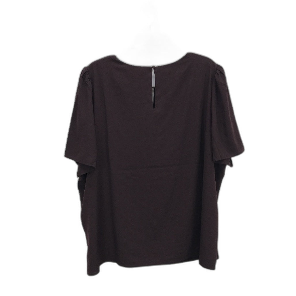 Portmans Daria Shell Dark Choco Short Sleeve Top Ladies Size AU 24+ Curve NEW