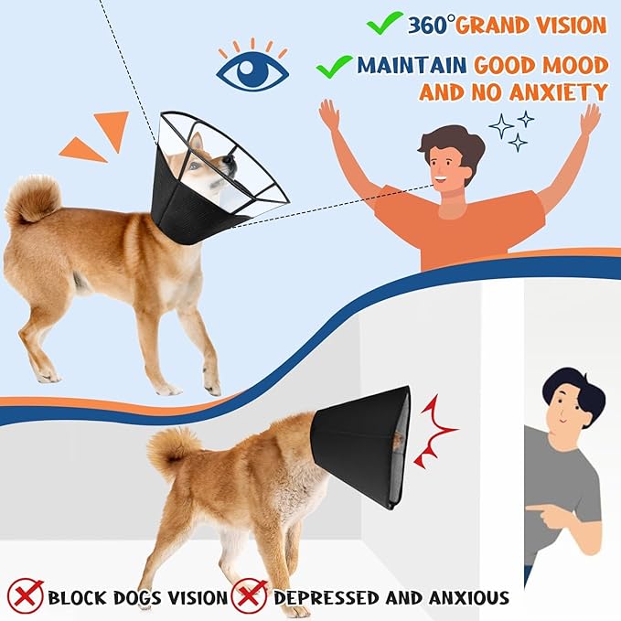 Dog Cone Collar Elizabethan Adjustable Prevent Licking After Surgery Size L NEW