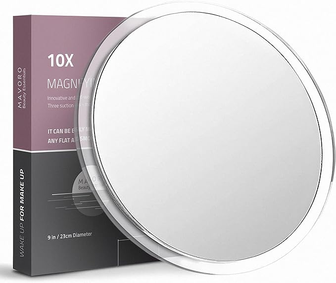 Mavoro 23CM 9 Inch 10x Magnifying Cosmetic Makeup Mirror With 3 Suction Cups NEW