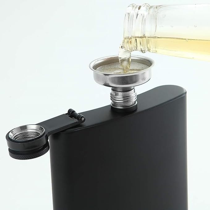 Pack Of 2 Stainless Steel 8OZ Hip Flask For Liquor Black Matte With Funnel NEW