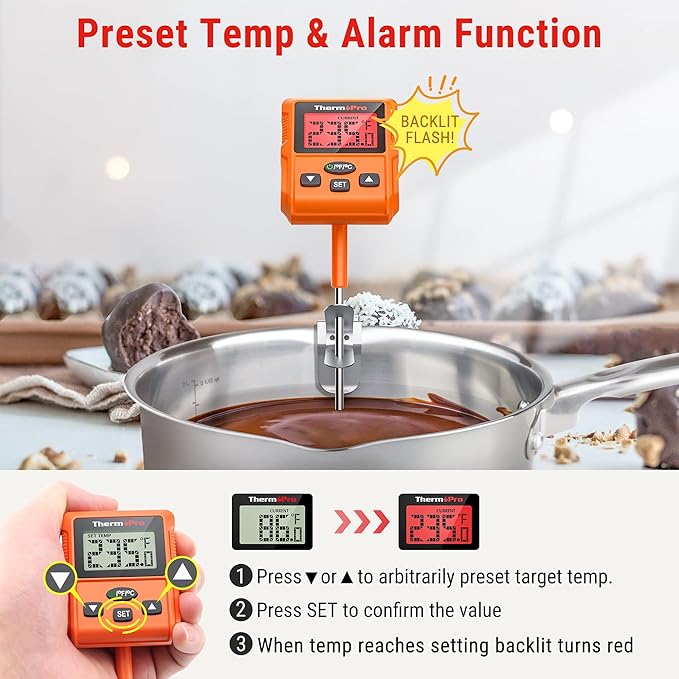 ThermoPro TP511 Digital Cndy & Frying Instant Food Thermometer With Pot Clip NEW