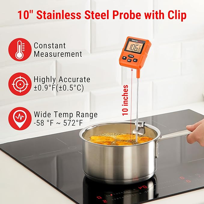 ThermoPro TP511 Digital Cndy & Frying Instant Food Thermometer With Pot Clip NEW