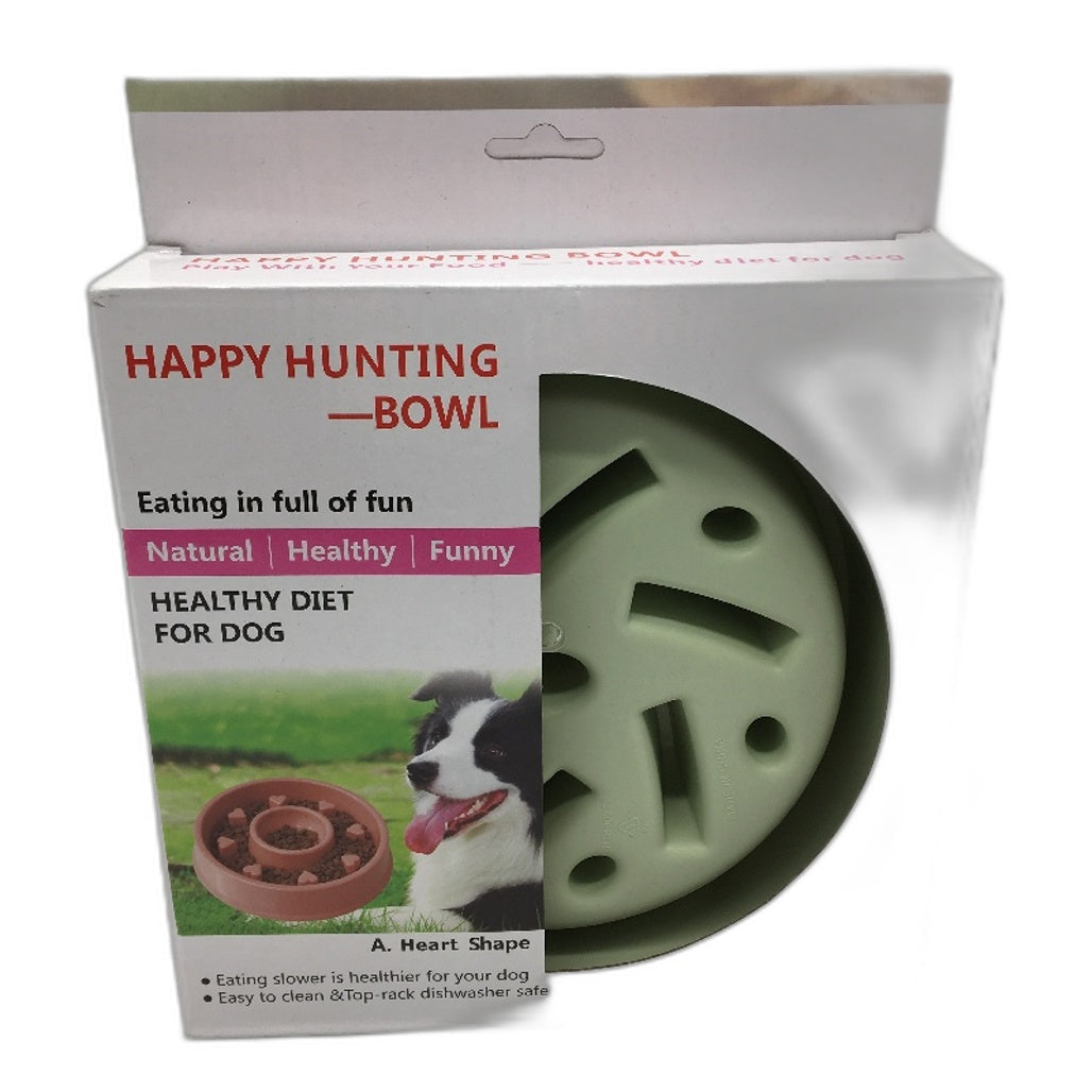 Happy Hunting Dog Bowl Fun Healthy Slow Feeder Top Rack Dishwasher Safe NEW