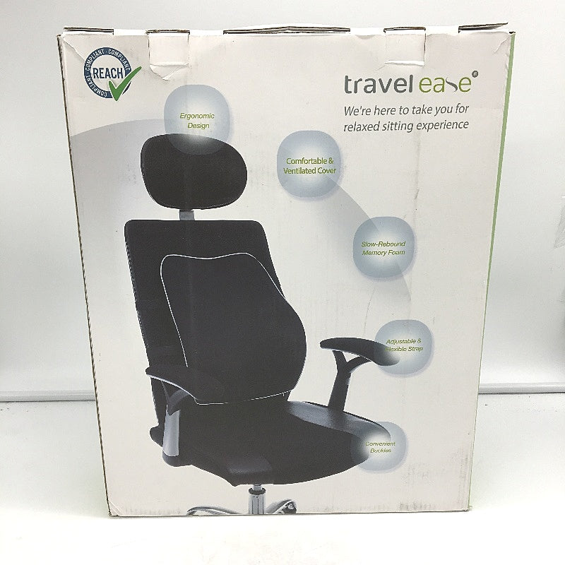 Travel Ease Ergonomic Lumbar Back Support Memory Foam Seat Cushion W Straps NEW