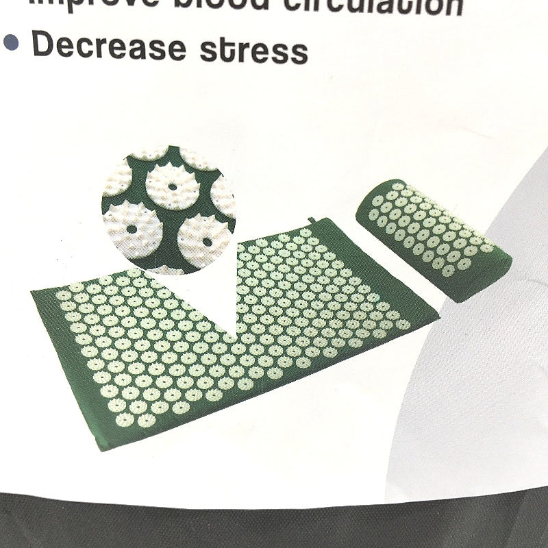Green Acupressure Point Mat and Pillow for Blood Circulation with Carry Bag NEW