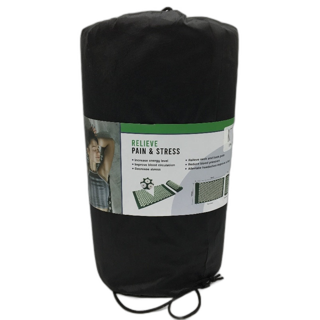 Green Acupressure Point Mat and Pillow for Blood Circulation with Carry Bag NEW