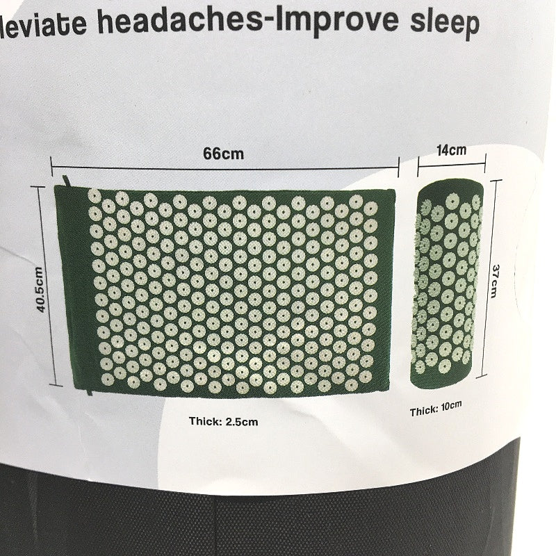 Green Acupressure Point Mat and Pillow for Blood Circulation with Carry Bag NEW