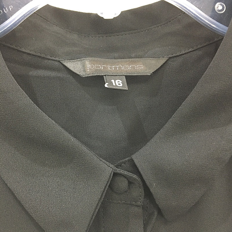 Portmans Aria Ruffle Flounced Sleeve Black Shirt Ladies Size AU 16 NEW