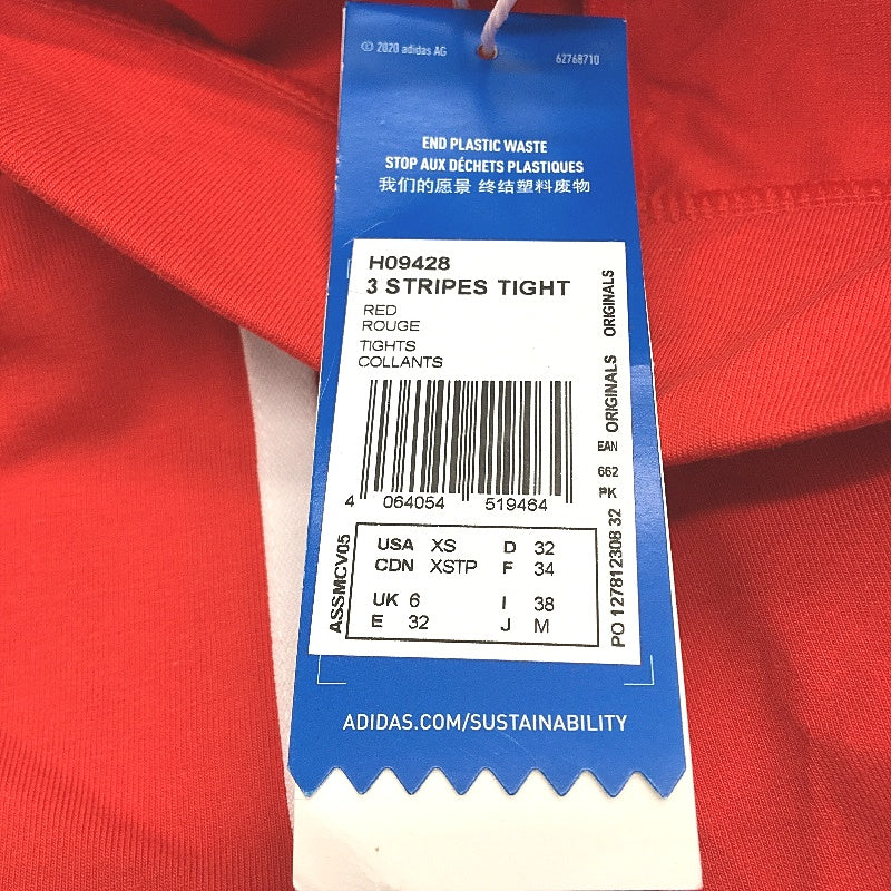 Adidas Originals Adicolor 3 Stripes Red Cotton Tights Ladies Size UK 6 NEW