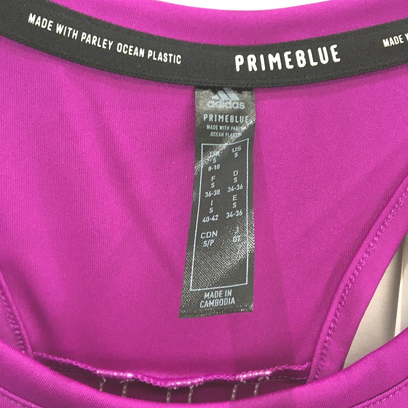 Adidas PrimeBlue AeroReady 3 Stripes Purple Tank Top Ladies Size Small NEW