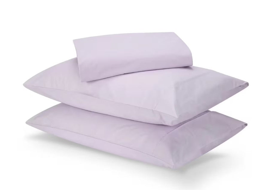 Lilac Purple Solid Colour 250 Thread Count Cotton Rich Sheet Set QUEEN NEW