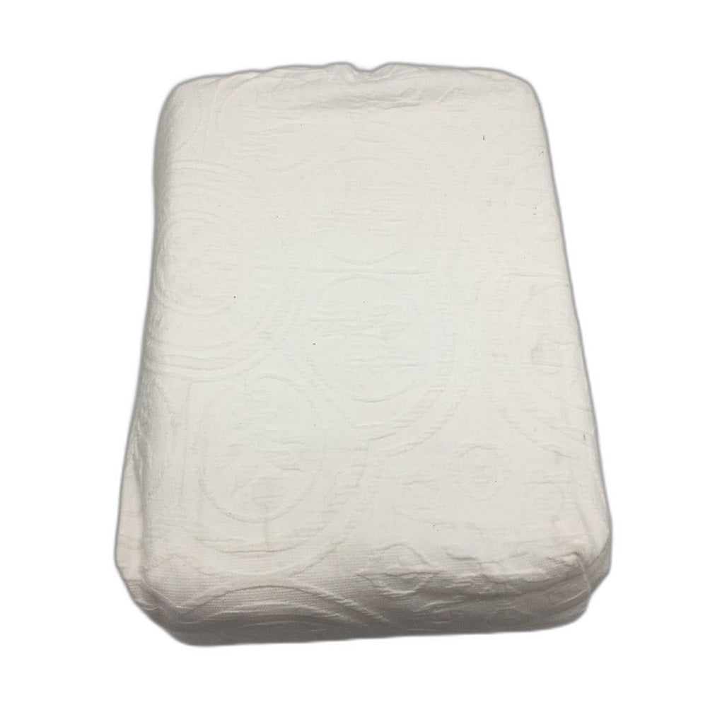 Easy Care Aura White Jacquard Percale 100% Cotton Quilt Cover Set QUEEN NEW