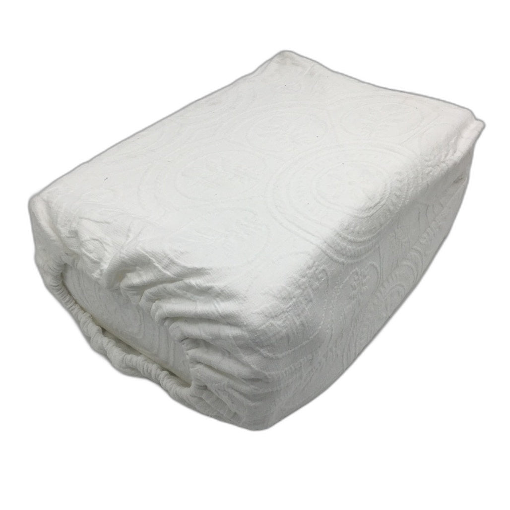 Easy Care Aura White Jacquard Percale 100% Cotton Quilt Cover Set QUEEN NEW