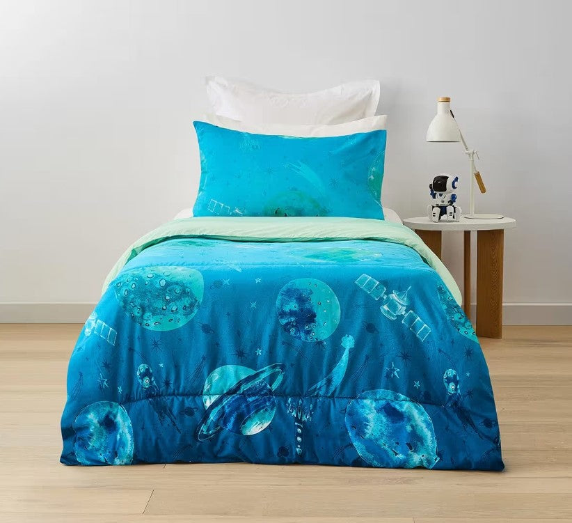 Easy Care Machine Wash Galaxy Cotton Rich Reversible Comforter Set SINGLE NEW