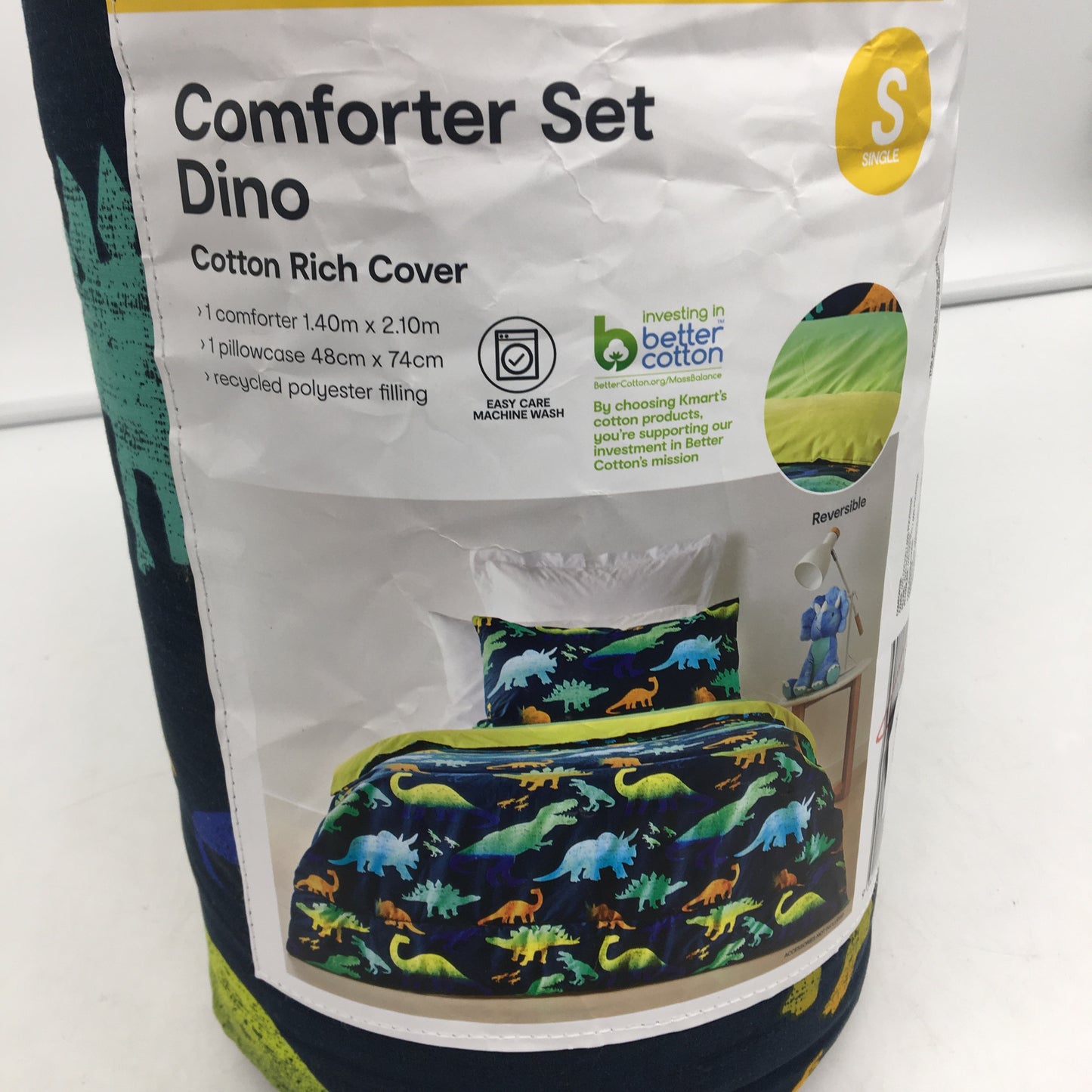 Easy Care Machine Wash Dino Cotton Rich Reversible Comforter Set SINGLE NEW