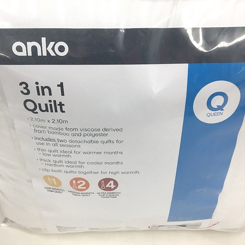 Twin Detachable Low Medium High Warmth 3-in-1 Quilt QUEEN Size NEW