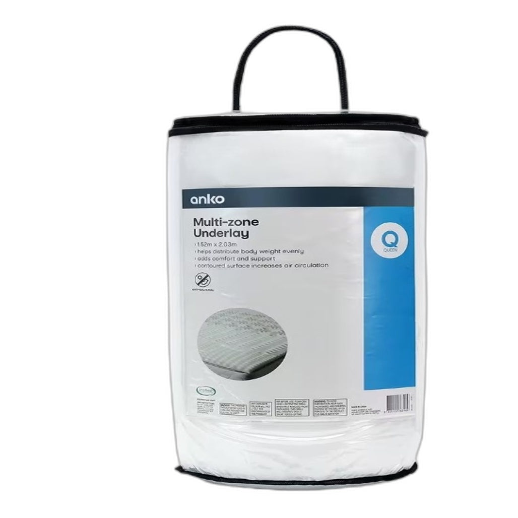 Untra-Fresh Anti-Bacterial Treated Foam Multi-Zone Underlay QUEEN Size NEW
