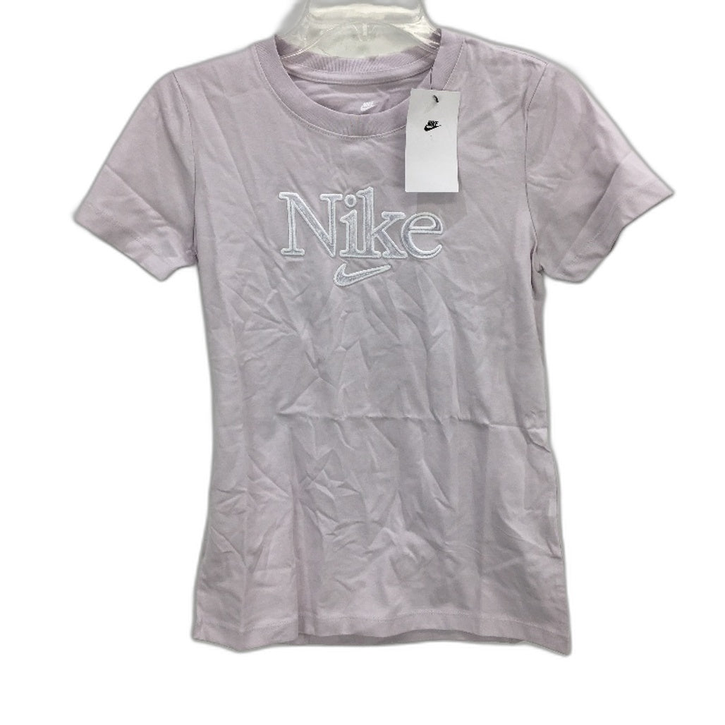 Nike Embroidered Fur Detail Logo Lilac Tee Shirt Ladies Size XS NEW