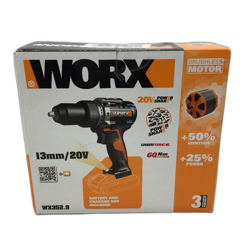 WORX WX352.9 20V Max 13mm 60Nm Brushless Mottor Hammer Drill TOOL ONLY NEW