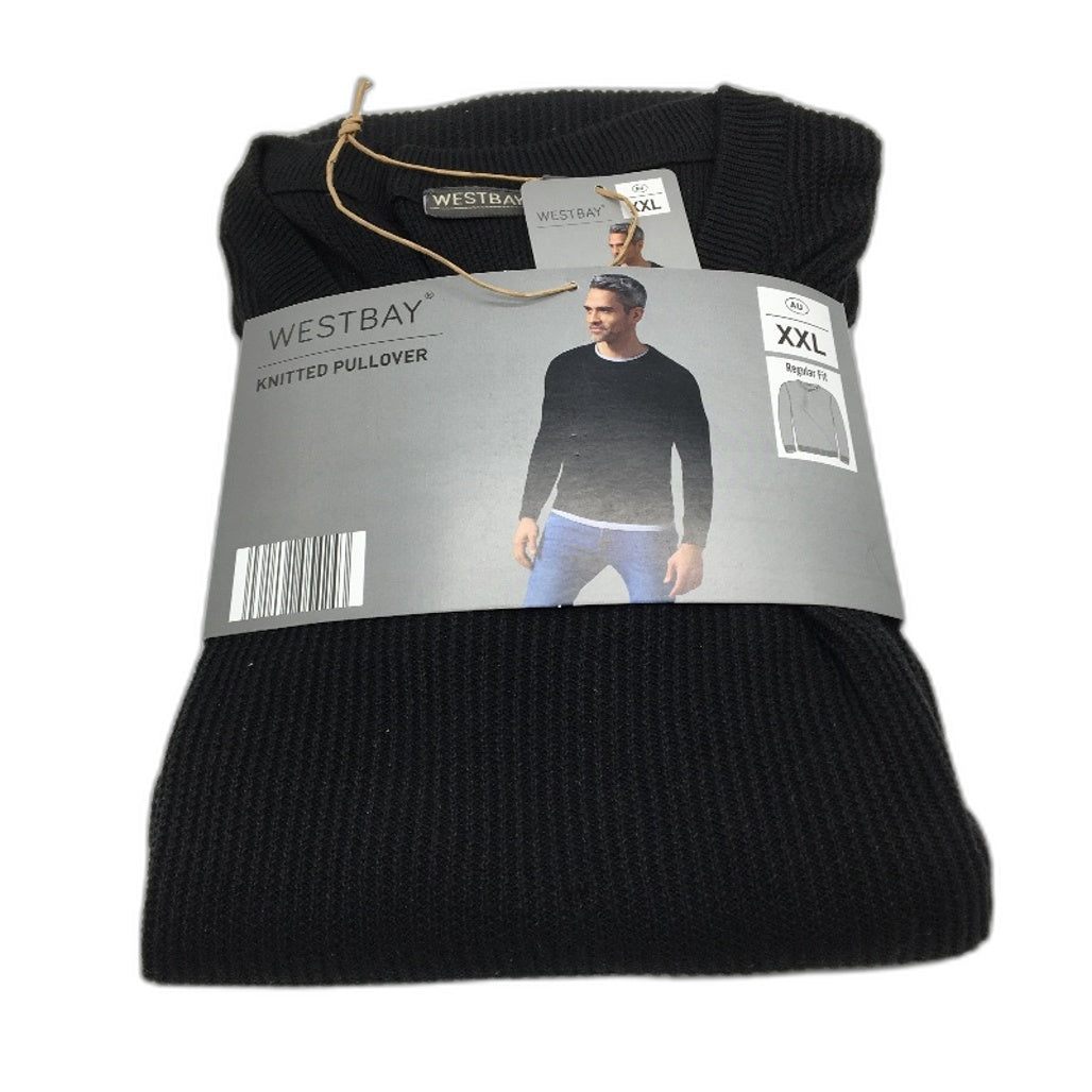 Westbay Black Regular Fit Lightweight Knitted Pullover Jumper Mens Size XXL NEW