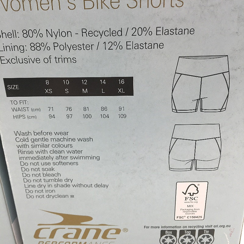 Crane Performance Green 2 Piece Activewear Crop Top & Bike Shorts Size 8 XS NEW