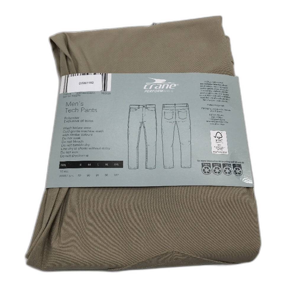 Crane Performance Khaki Casual Stretch Tech Pants Mens Size L NEW