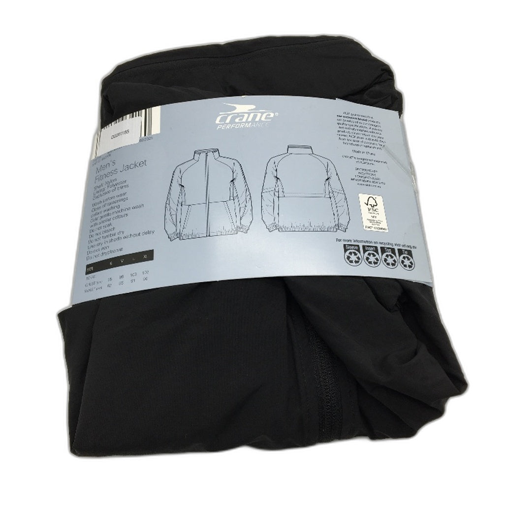 Crane Performance Black Waterproof Lightweight Fitness Jacket Mens Size L NEW