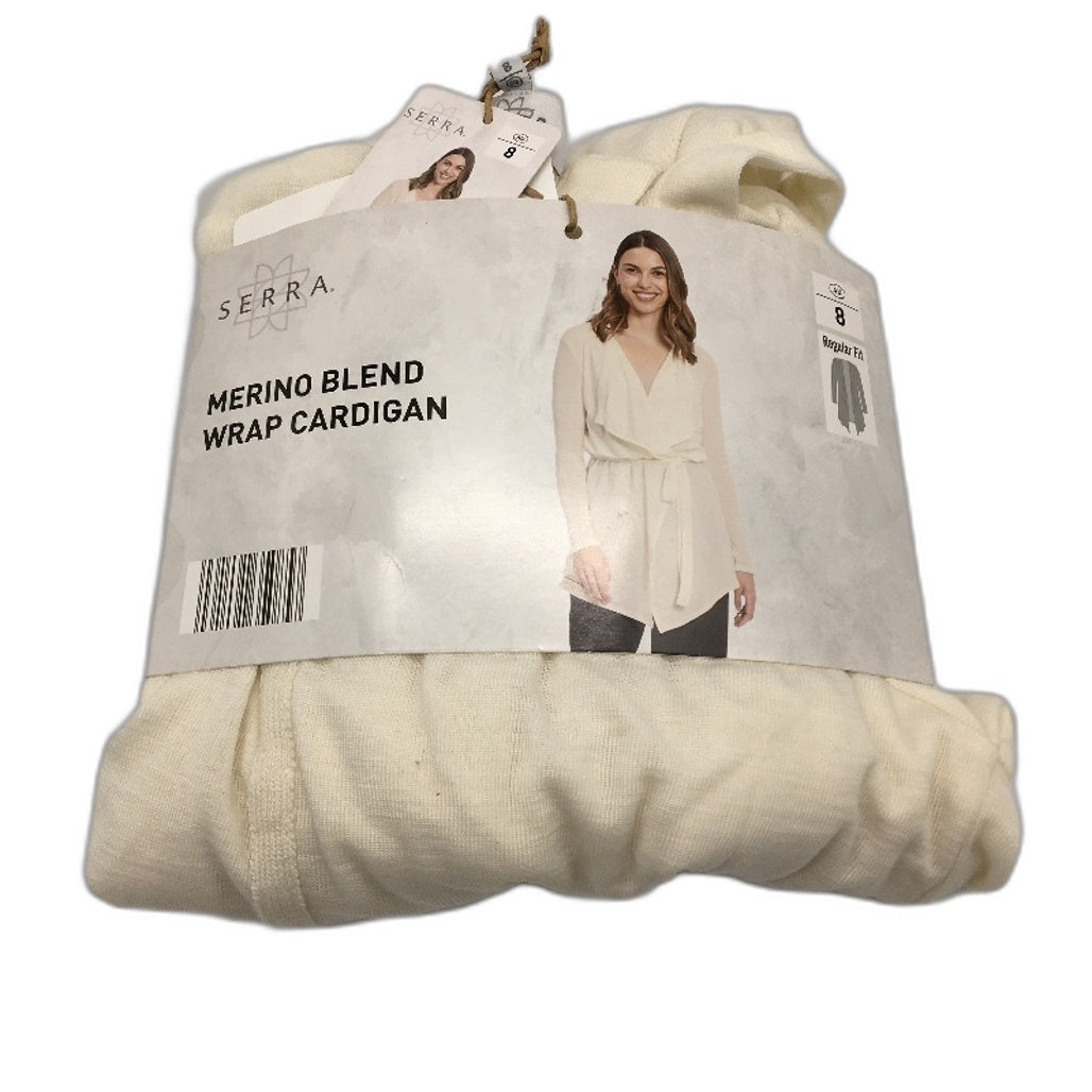 Crane Performance Merino Fine Wool Blend Wrap Cardigan Top Ladies Size 8 NEW