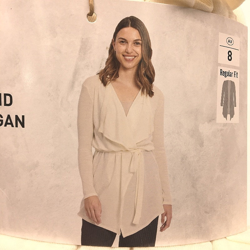 Crane Performance Merino Fine Wool Blend Wrap Cardigan Top Ladies Size 8 NEW