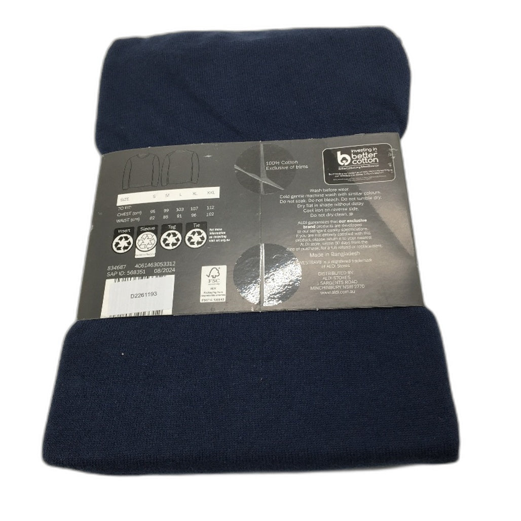 Westbay Crew Neck Navy Blue Lightweight Cotton Sweater Mens Size S NEW