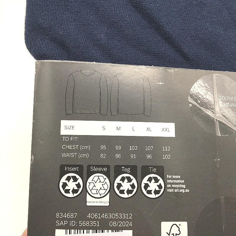 Westbay Crew Neck Navy Blue Lightweight Cotton Sweater Mens Size S NEW