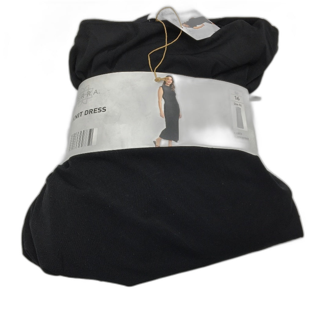 Serra Black Slim Fit Zipper Free Lined Sleeveless Dress Ladies Size 16 NEW