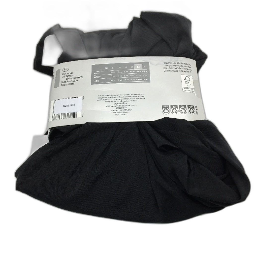 Serra Black Slim Fit Zipper Free Lined Sleeveless Dress Ladies Size 16 NEW