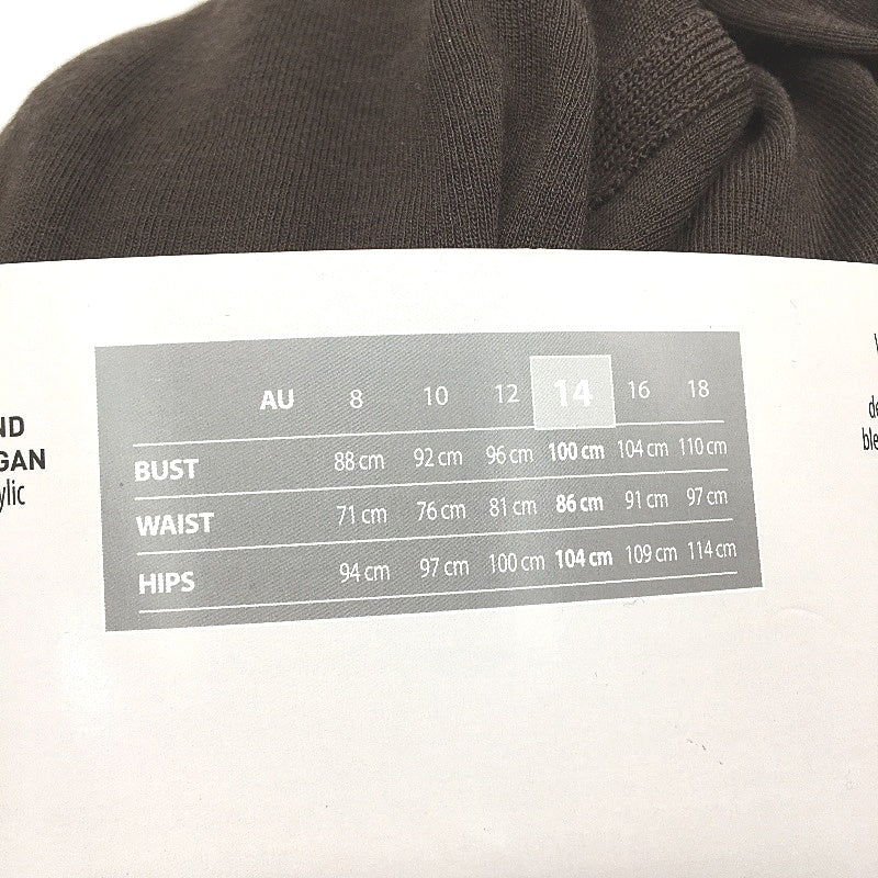 Crane Performance Brown Fine Wool Blend Wrap Cardigan Top Ladies Size 14 NEW