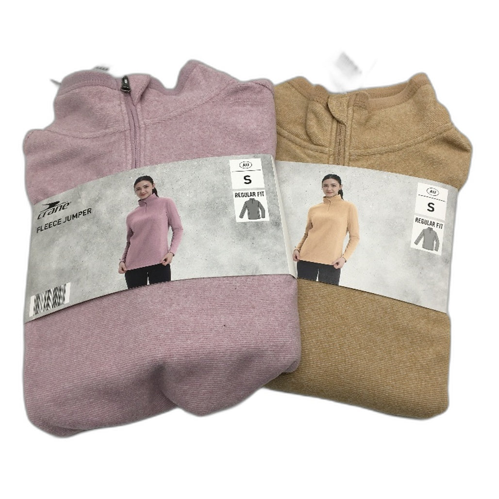 Crane Performance 2 Pack Regular Fit Pink & Tan Fleece Jumpers Ladies Size S NEW