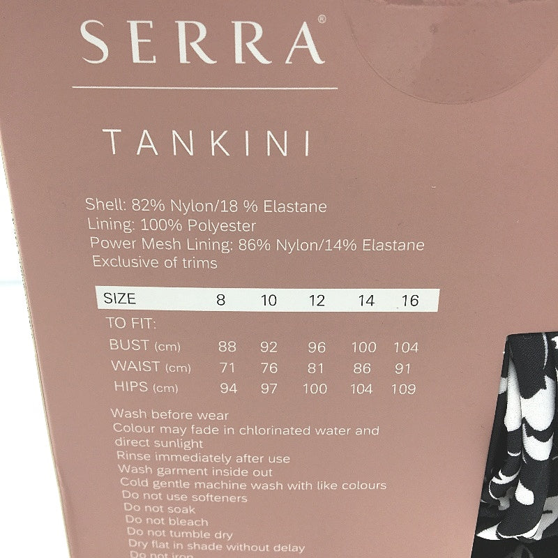 Serra Black White Floral Print 2 Piece Removable Straps Tankini Set Size 14 NEW