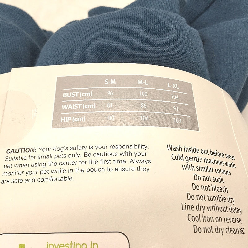 Serra Plush Fleece Relaxed Fit Pet Carrying Hoodie Teal Blue Unisex Sz S-M NEW