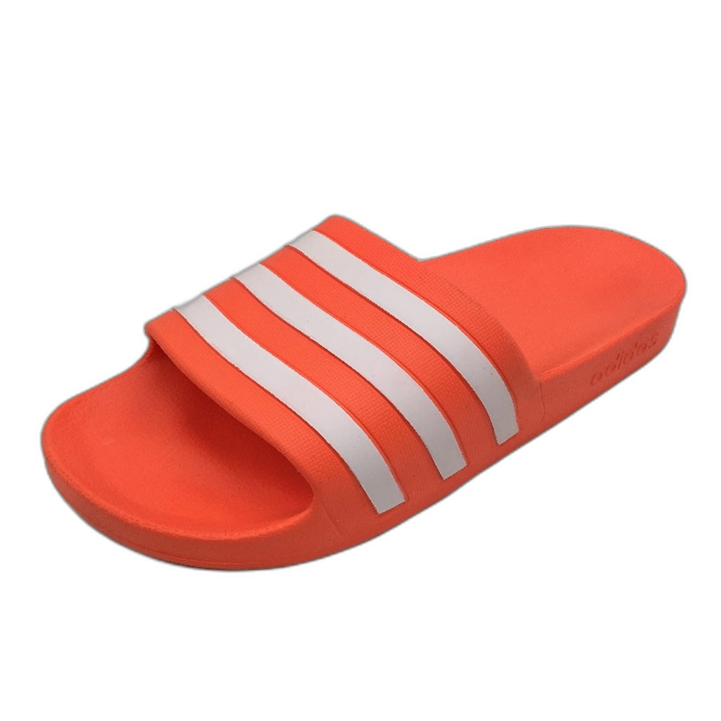 Adidas Neon Orange Adilette Aqua 3 Stripe Slides Unisex Size US M8 L10 EU 42 NEW