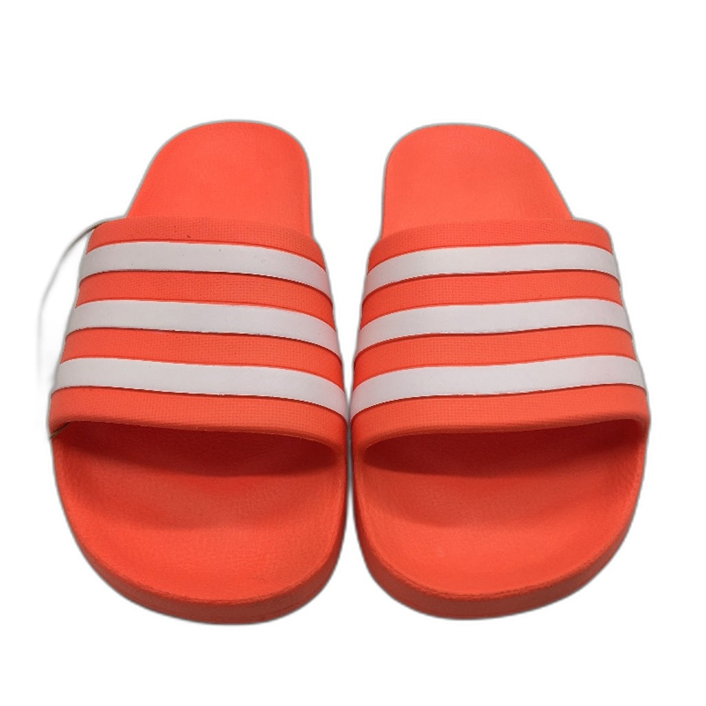 Adidas Neon Orange Adilette Aqua 3 Stripe Slides Unisex Size US M8 L10 EU 42 NEW