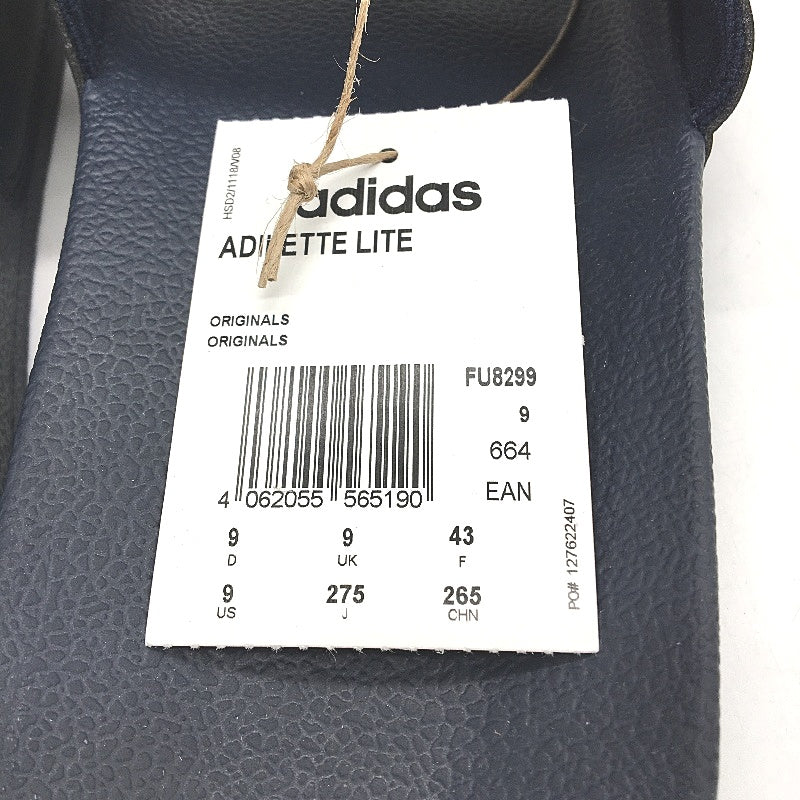 Adidas Navy Adilette Lite White Logo Slides FU8299 Mens Size US 9 EU 43 NEW