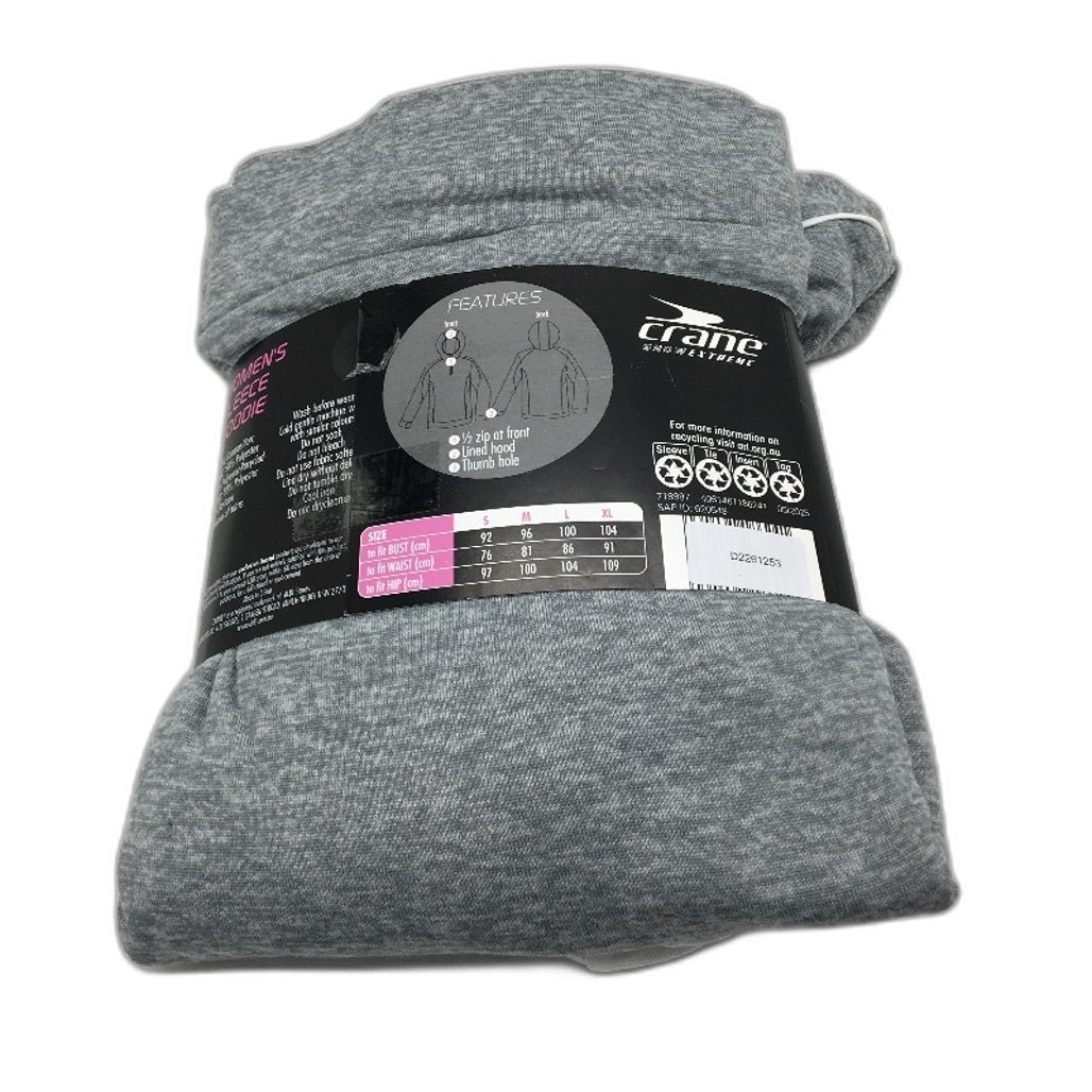 Crane Charcoal Grey Moisture Regulating Fleece Hoodie Jumper Ladies Size XL NEW