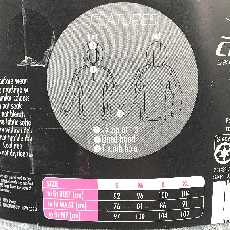 Crane Charcoal Grey Moisture Regulating Fleece Hoodie Jumper Ladies Size XL NEW