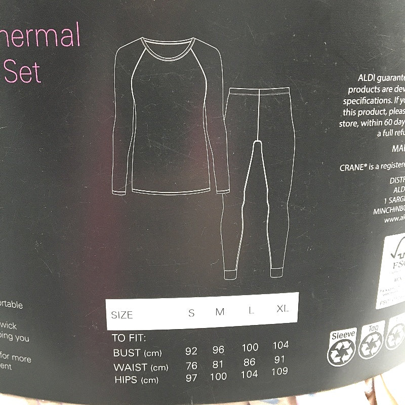 Crane Snow Extreme Beige Pattern Soft Thermal Underwear Set Ladies Size S NEW